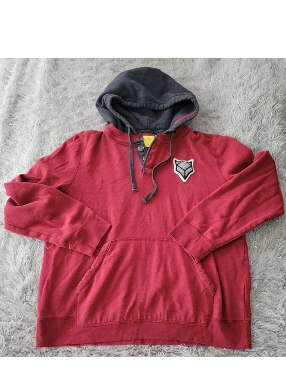 Y2k Retro Prince & Fox Maroon Gray Hoodie Pullover Sweatshirt Heavyweight XL